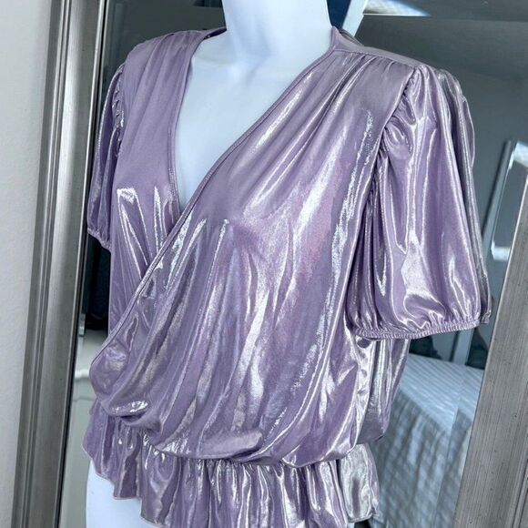 ZARA Lilac Metallic Wrap Around Top Size S - Picture 3 of 8